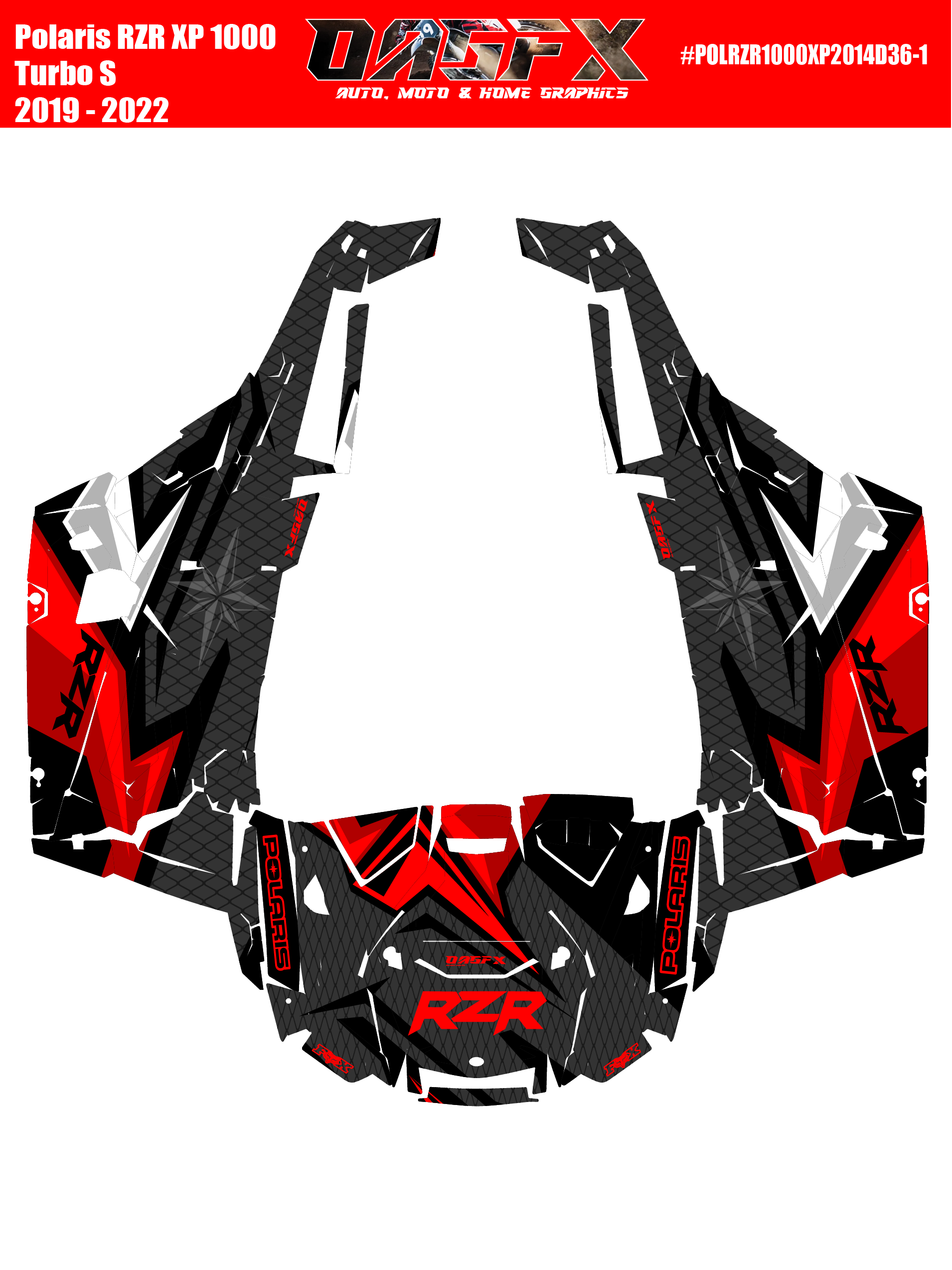 2019 - 2022 Polaris RZR XP 1000 Turbo S Graphics Kit D36-1 OAGFX