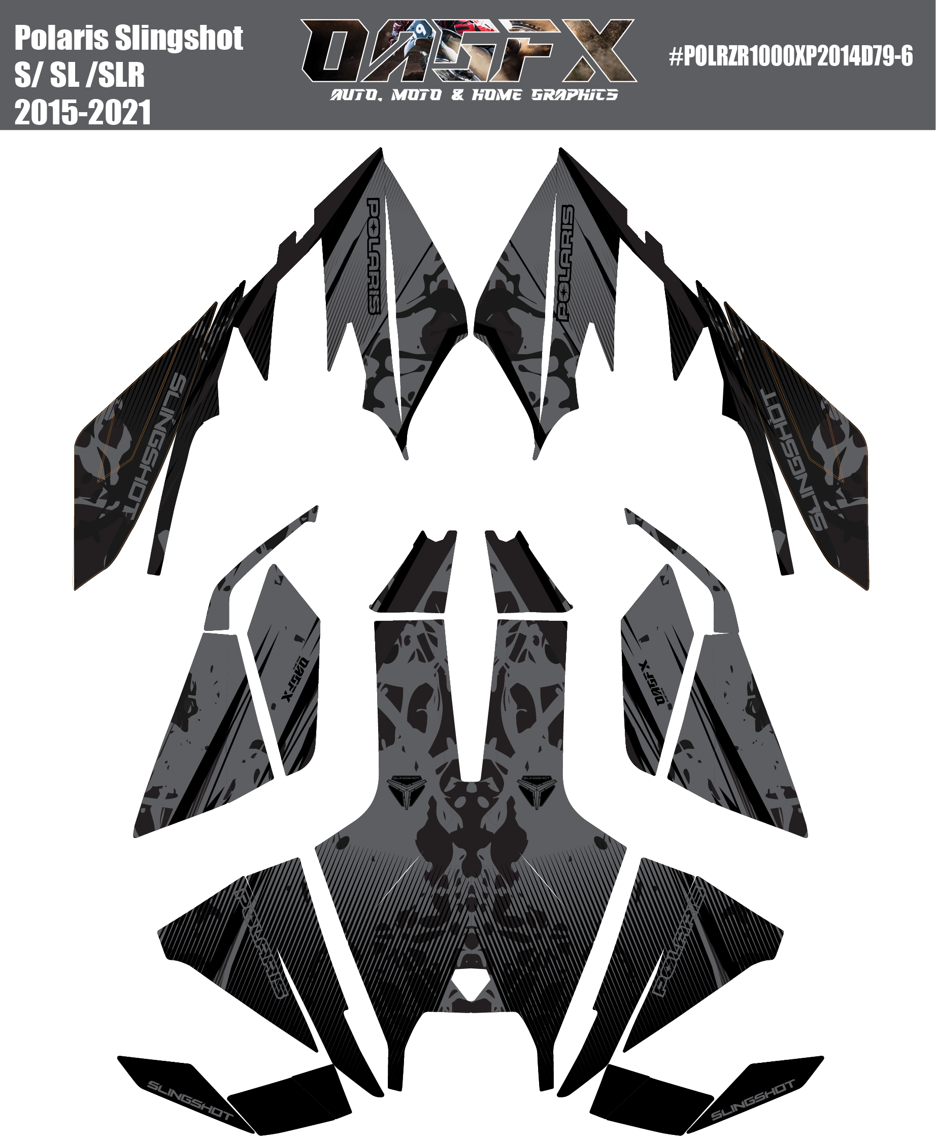 2015 - 2021 Polaris POLARIS SLINGSHOT S SL SLR Graphics D79-6 Stealth