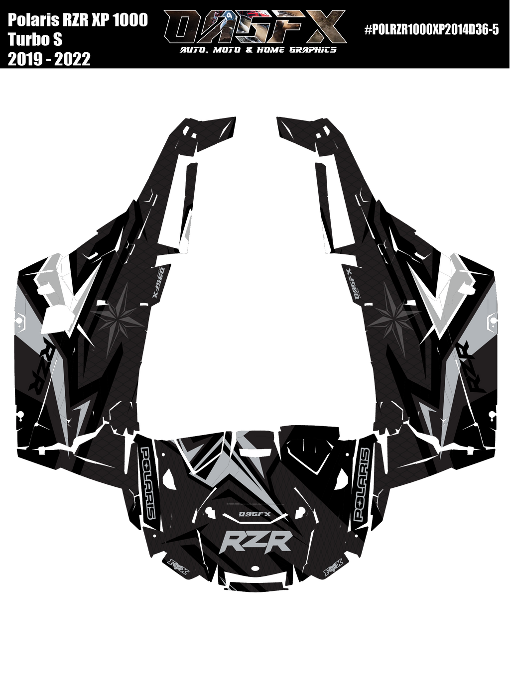 2019 - 2022 Polaris RZR XP 1000 Turbo S Graphics Kit D36-5 Stealth OAGFX