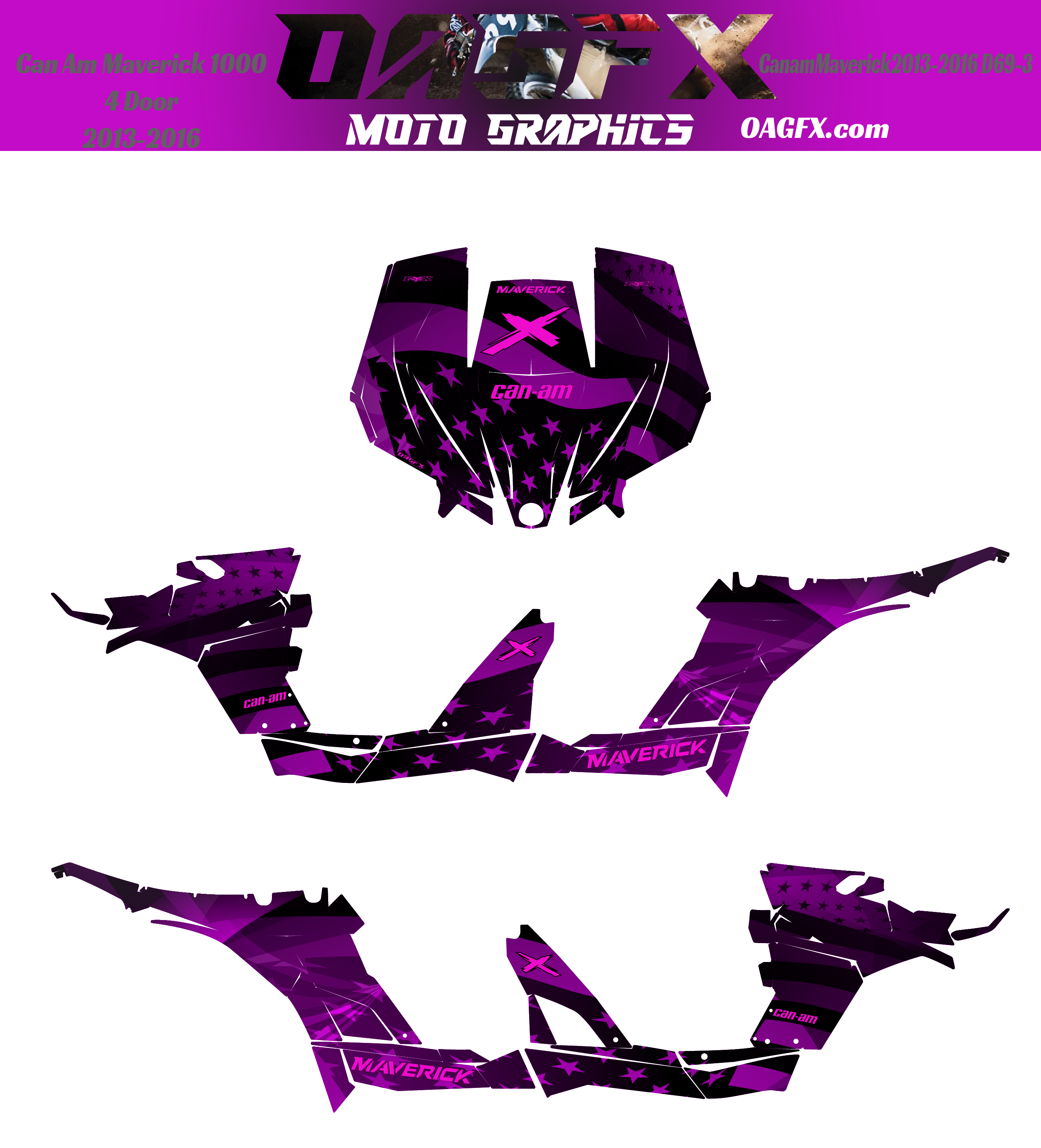 2013-2016 Can Am Maverick 1000 R  Max OAGFX Racing Graphics Kit  D69-3 USA