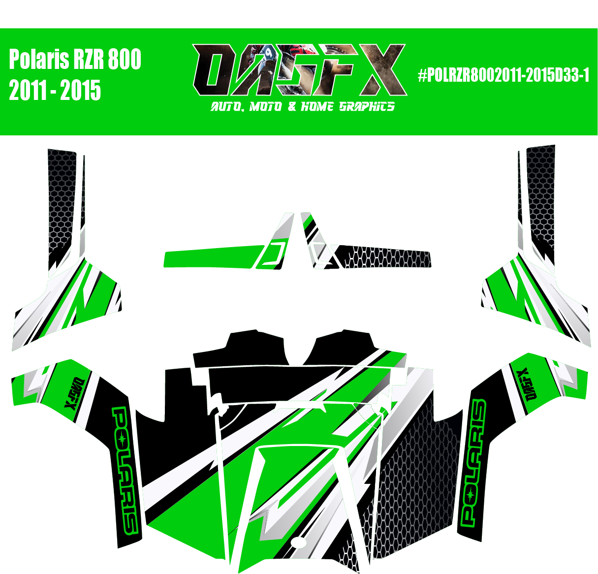 Graphics Kit for POLARIS RZR 800 2011-2015 (5 Color Variations)