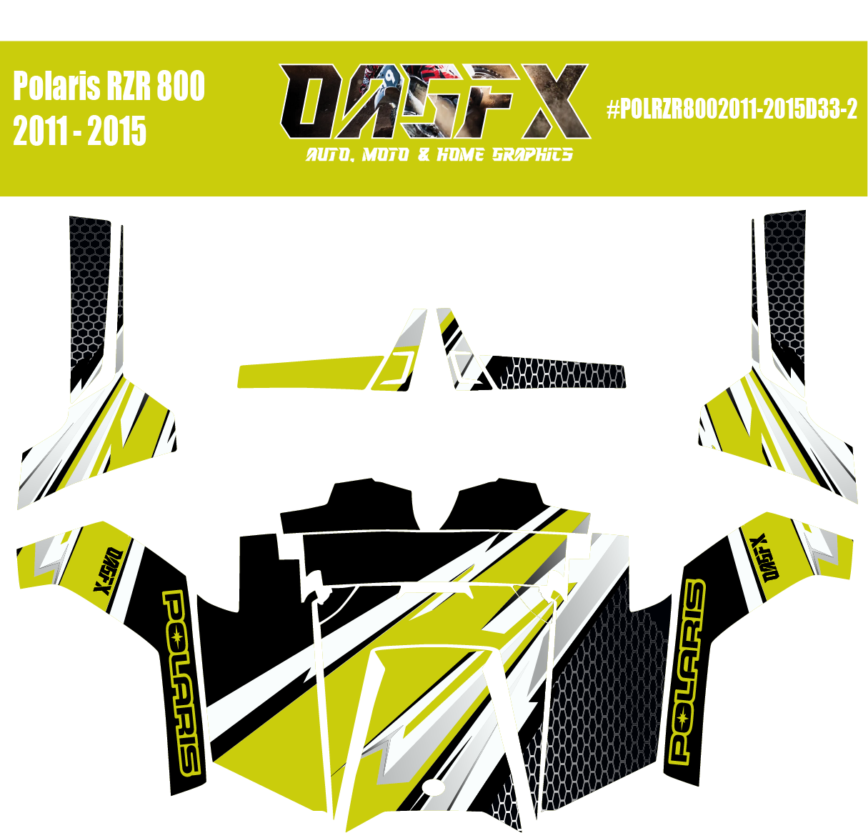 Graphics Kit for POLARIS RZR 800 2011-2015 (5 Color Variations)