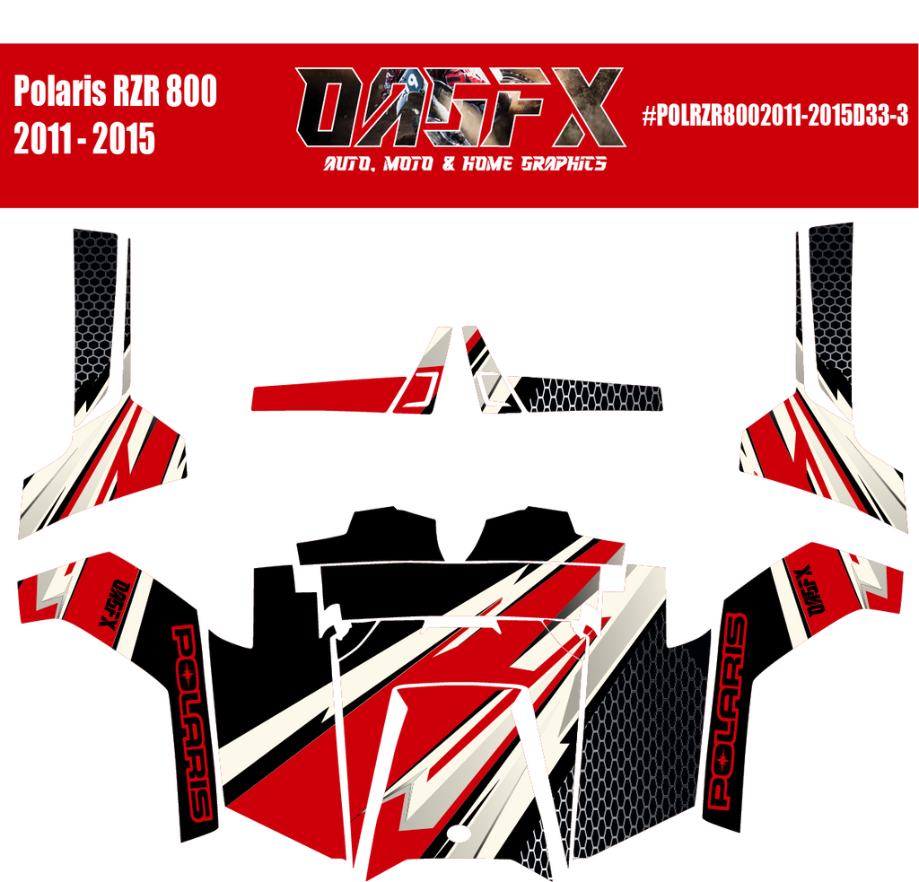 Graphics Kit for POLARIS RZR 800 2011-2015 (5 Color Variations)