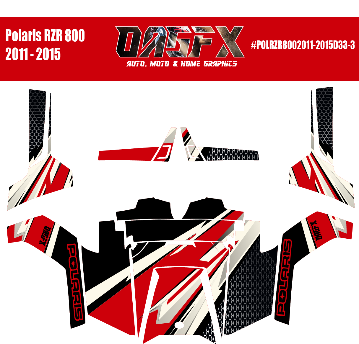 Graphics Kit for POLARIS RZR 800 2011-2015 (5 Color Variations)