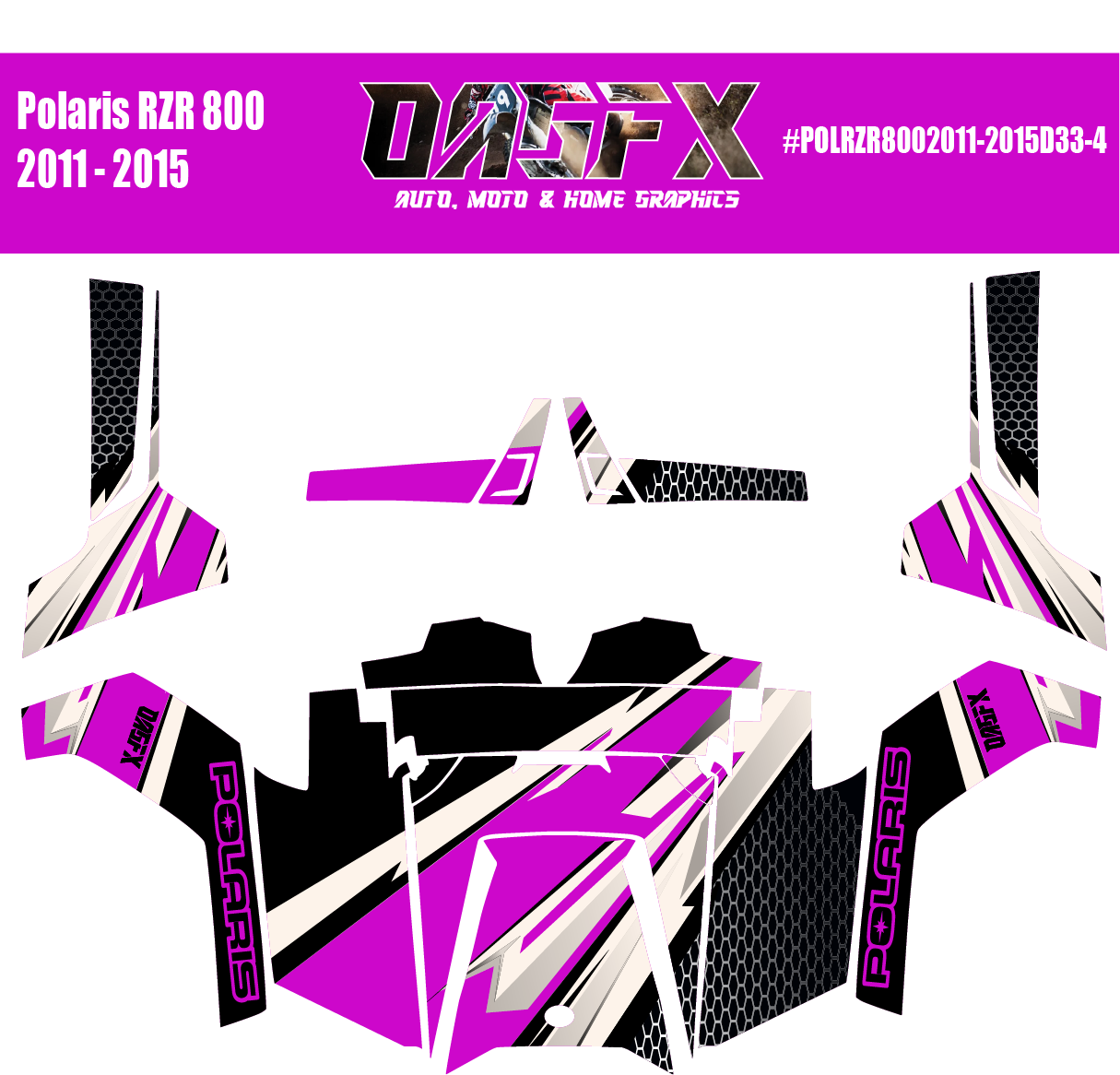 Graphics Kit for POLARIS RZR 800 2011-2015 (5 Color Variations)