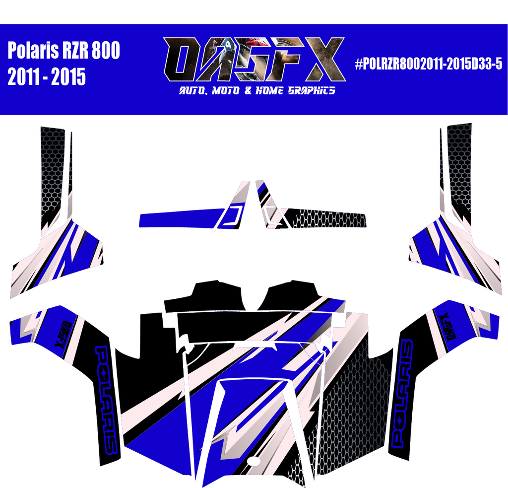 Graphics Kit for POLARIS RZR 800 2011-2015 (5 Color Variations)