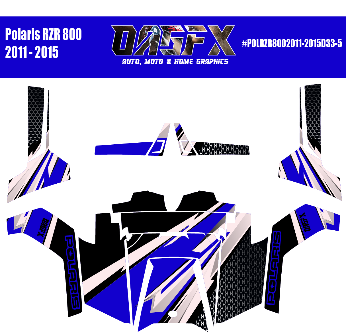 Graphics Kit for POLARIS RZR 800 2011-2015 (5 Color Variations)
