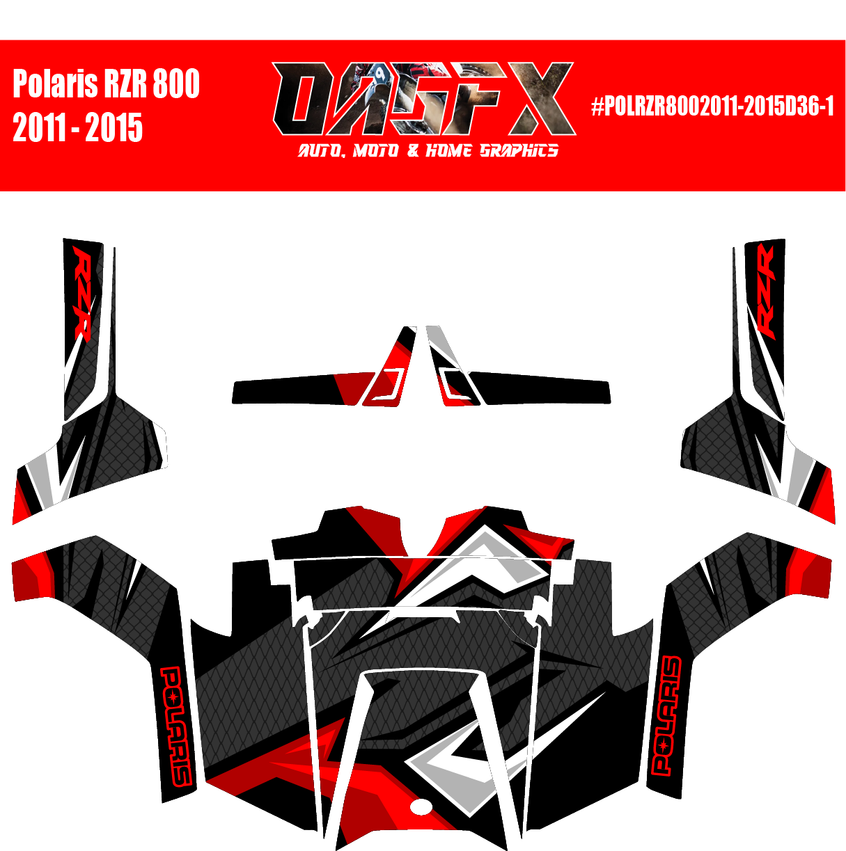 Graphics Kit for POLARIS RZR 800 2011-2015 (6 Color Variations)