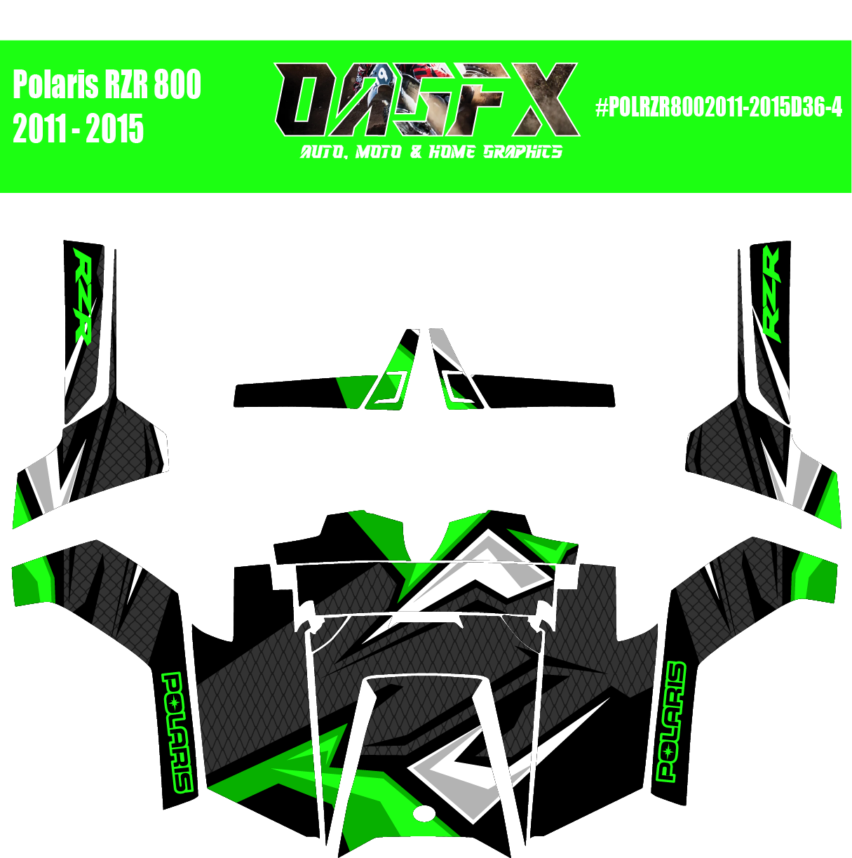 Graphics Kit for POLARIS RZR 800 2011-2015 (6 Color Variations)