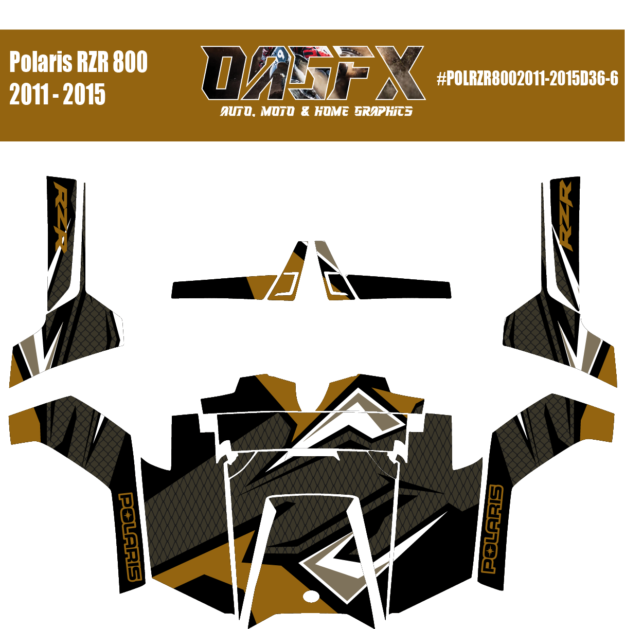 Graphics Kit for POLARIS RZR 800 2011-2015 (6 Color Variations)