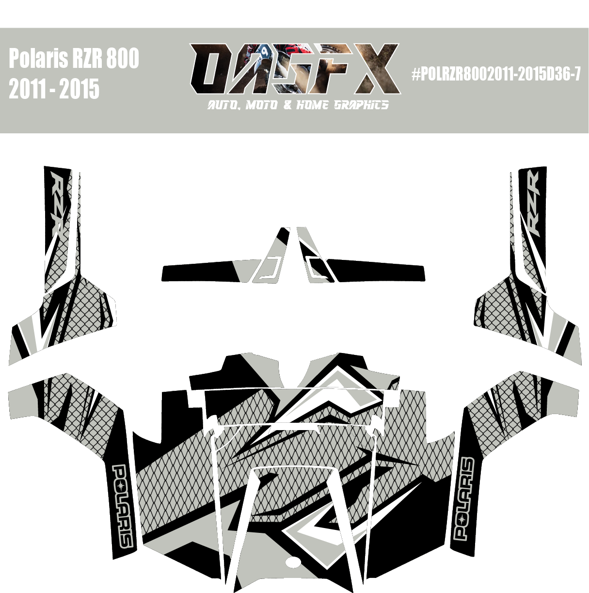 Graphics Kit for POLARIS RZR 800 2011-2015 (6 Color Variations)