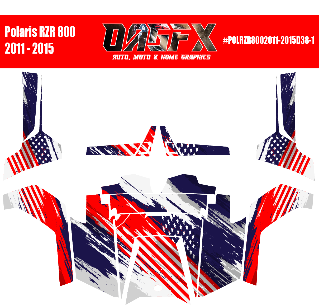 Graphics Kit for POLARIS RZR 800 2011-2015 (American Flag)