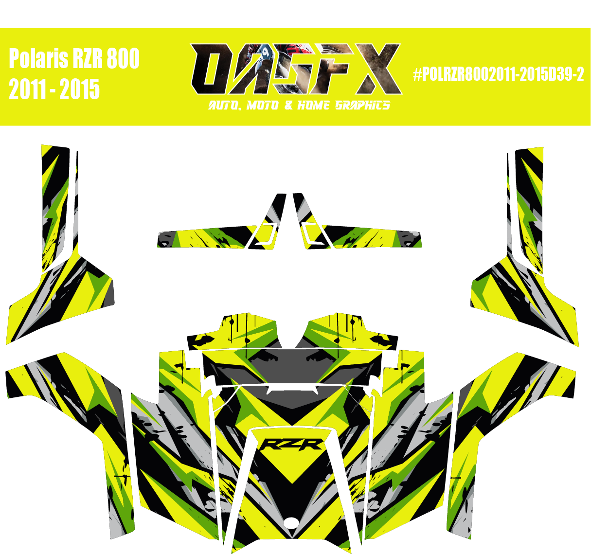 Graphics Kit for POLARIS RZR 800 2011-2015 (5 Color Variations)