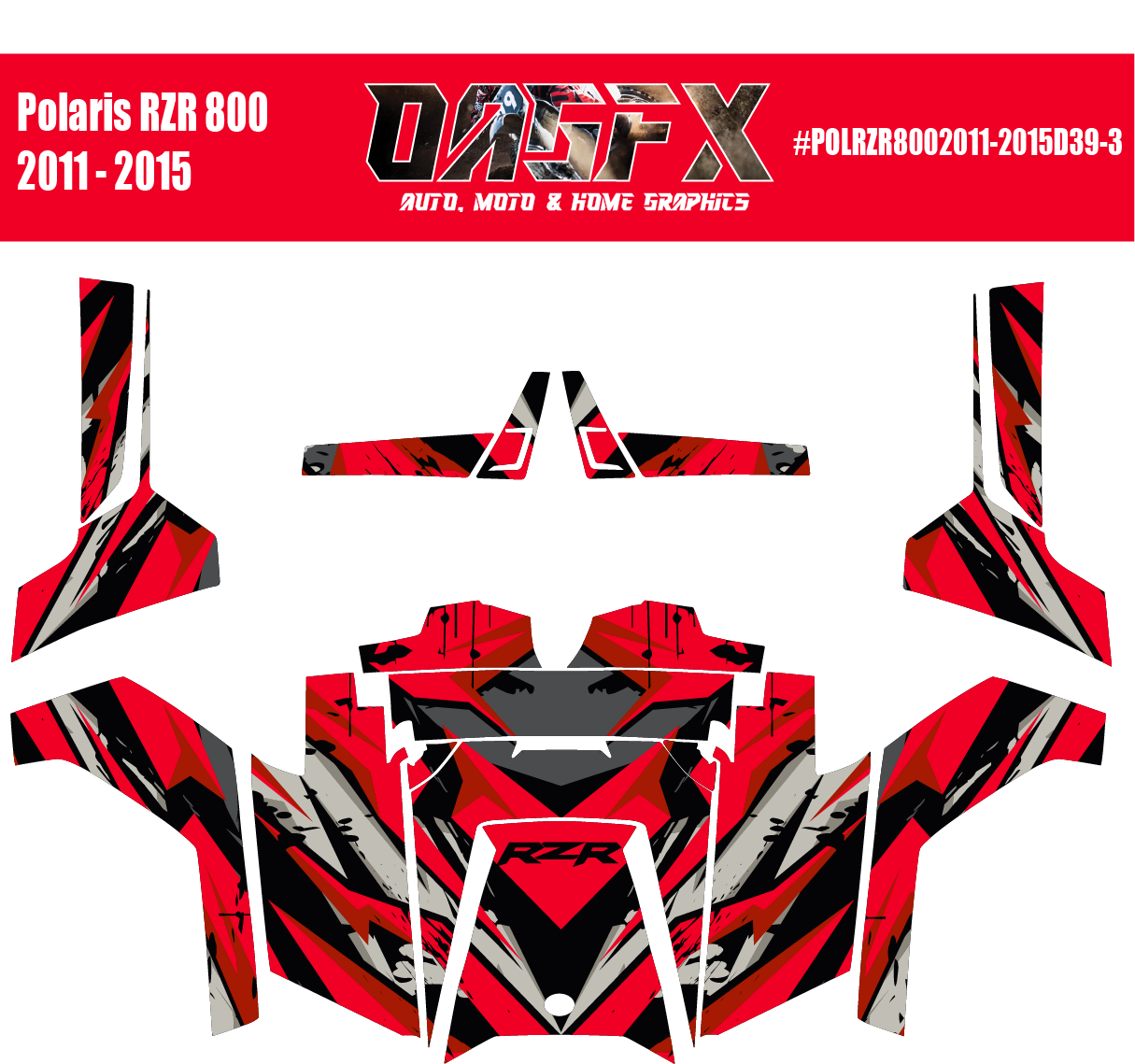 Graphics Kit for POLARIS RZR 800 2011-2015 (5 Color Variations)