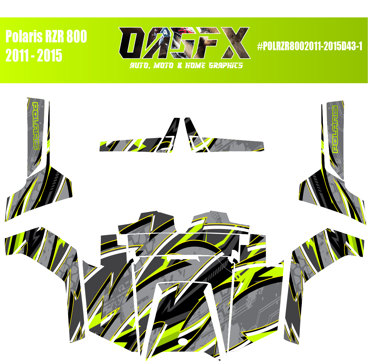 Graphics Kit for POLARIS RZR 800 2011-2015 (5 Color Variations)