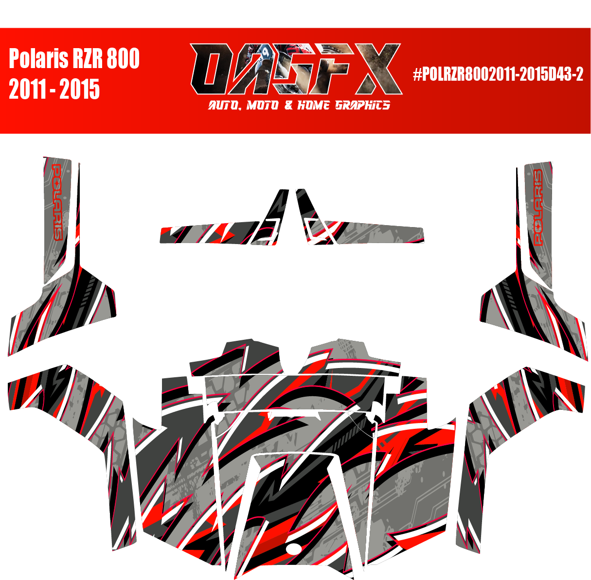 Graphics Kit for POLARIS RZR 800 2011-2015 (5 Color Variations)