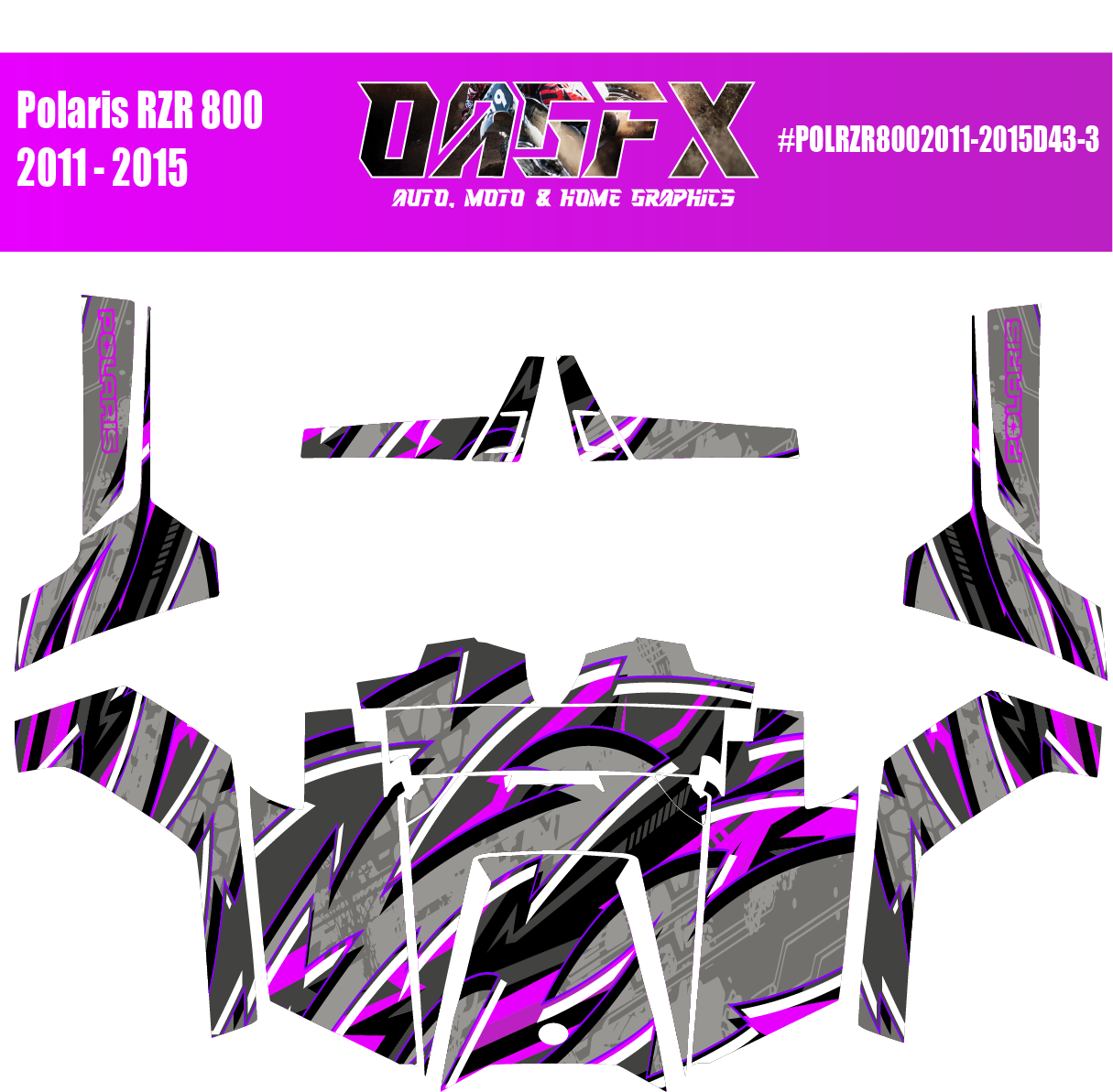 Graphics Kit for POLARIS RZR 800 2011-2015 (5 Color Variations)