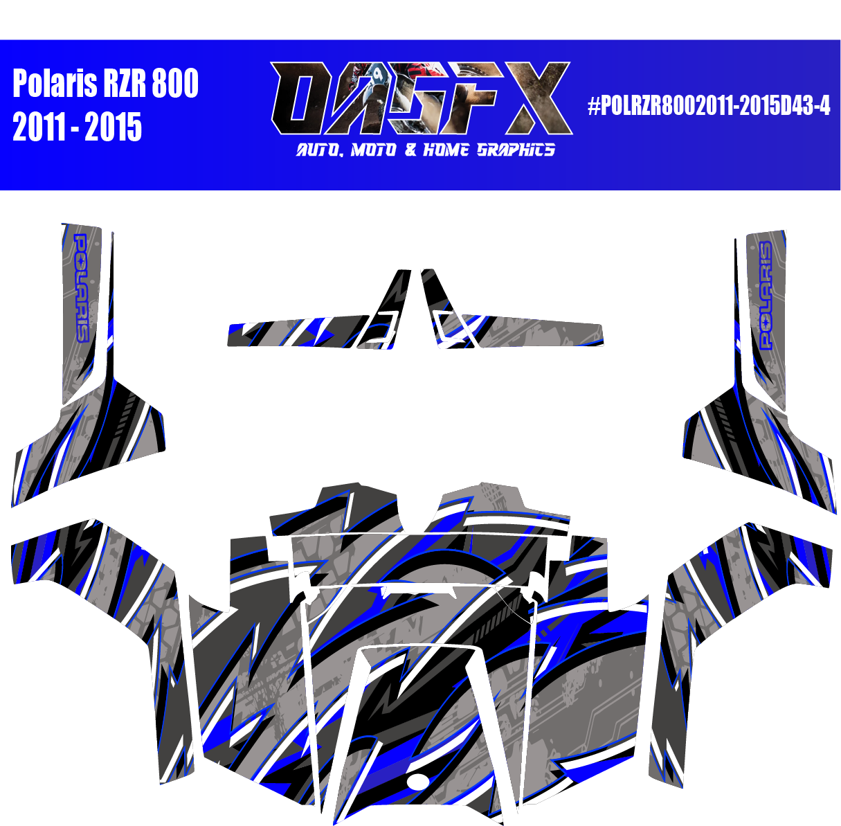 Graphics Kit for POLARIS RZR 800 2011-2015 (5 Color Variations)