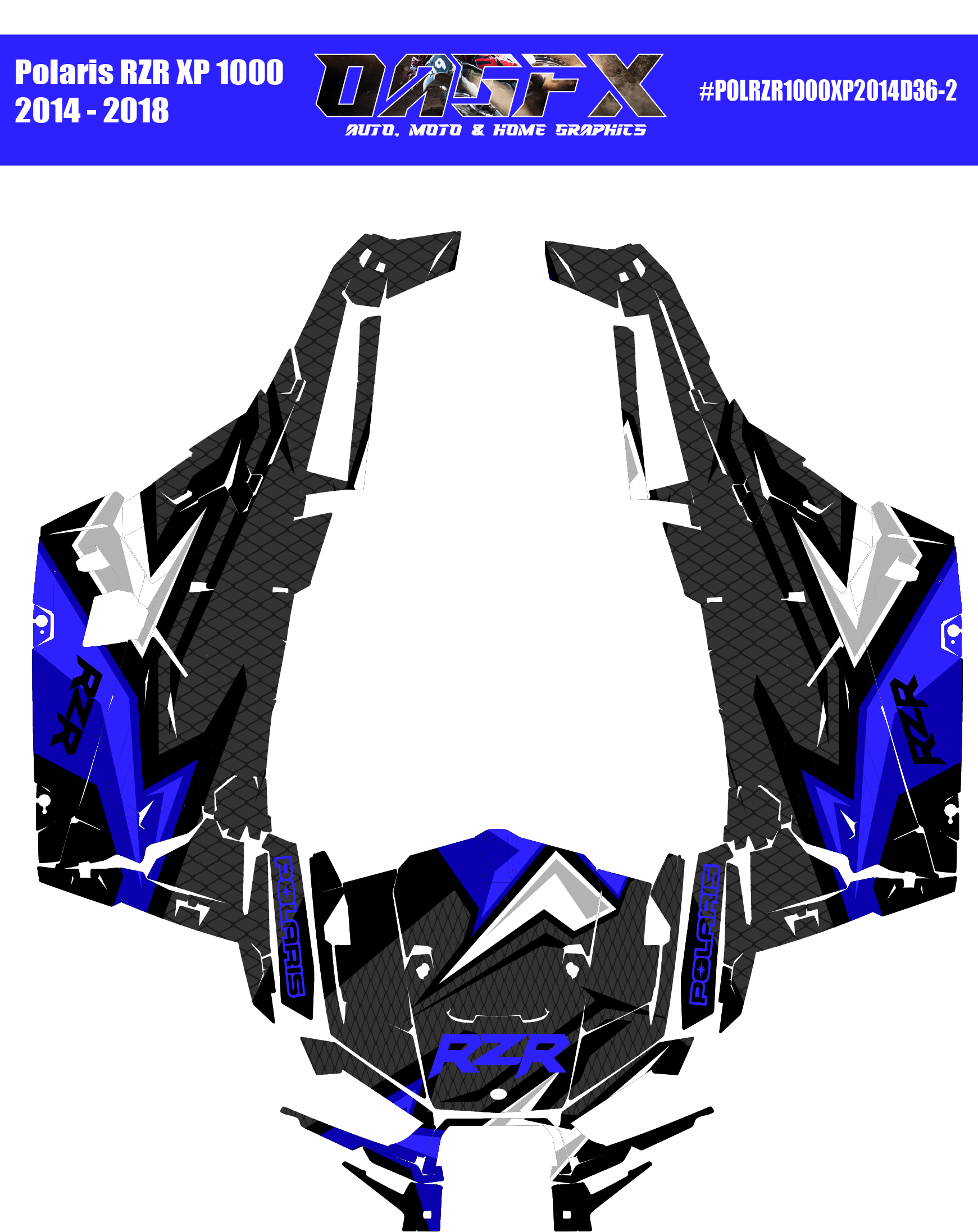 Graphics Kit for POLARIS RZR XP 1000 2014-2018 (5 Color Variations)