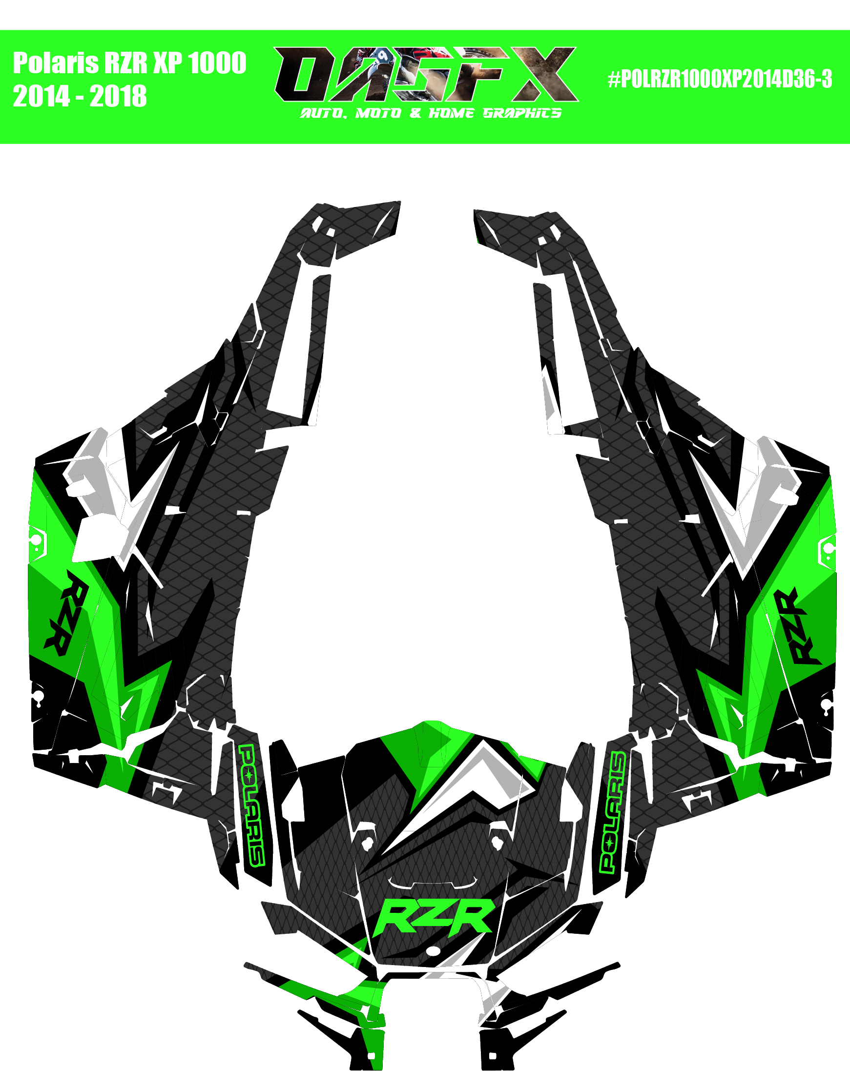 Graphics Kit for POLARIS RZR XP 1000 2014-2018 (5 Color Variations)