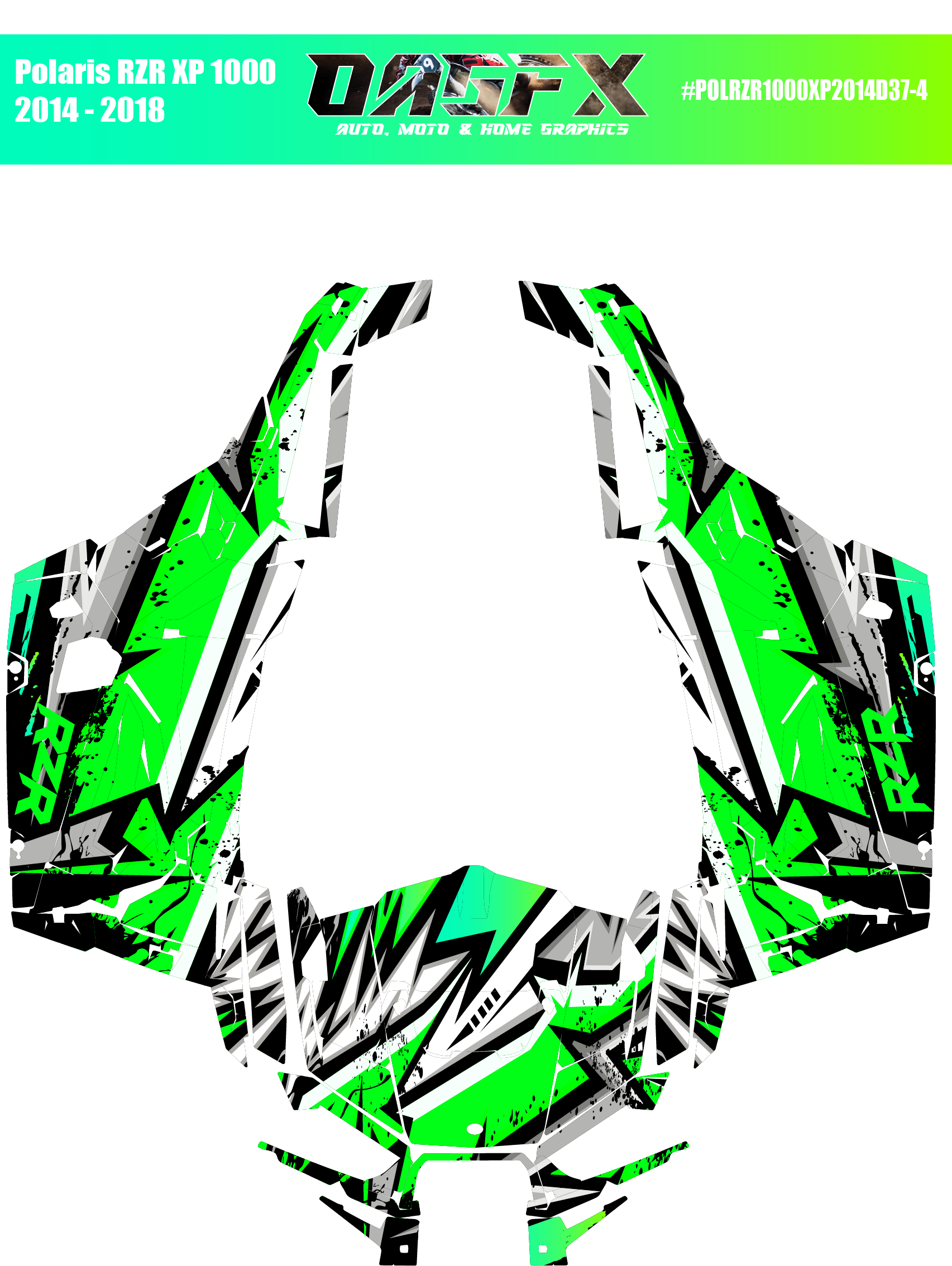 Graphics Kit for POLARIS RZR XP 1000 2014-2018 (6 Color Variations)