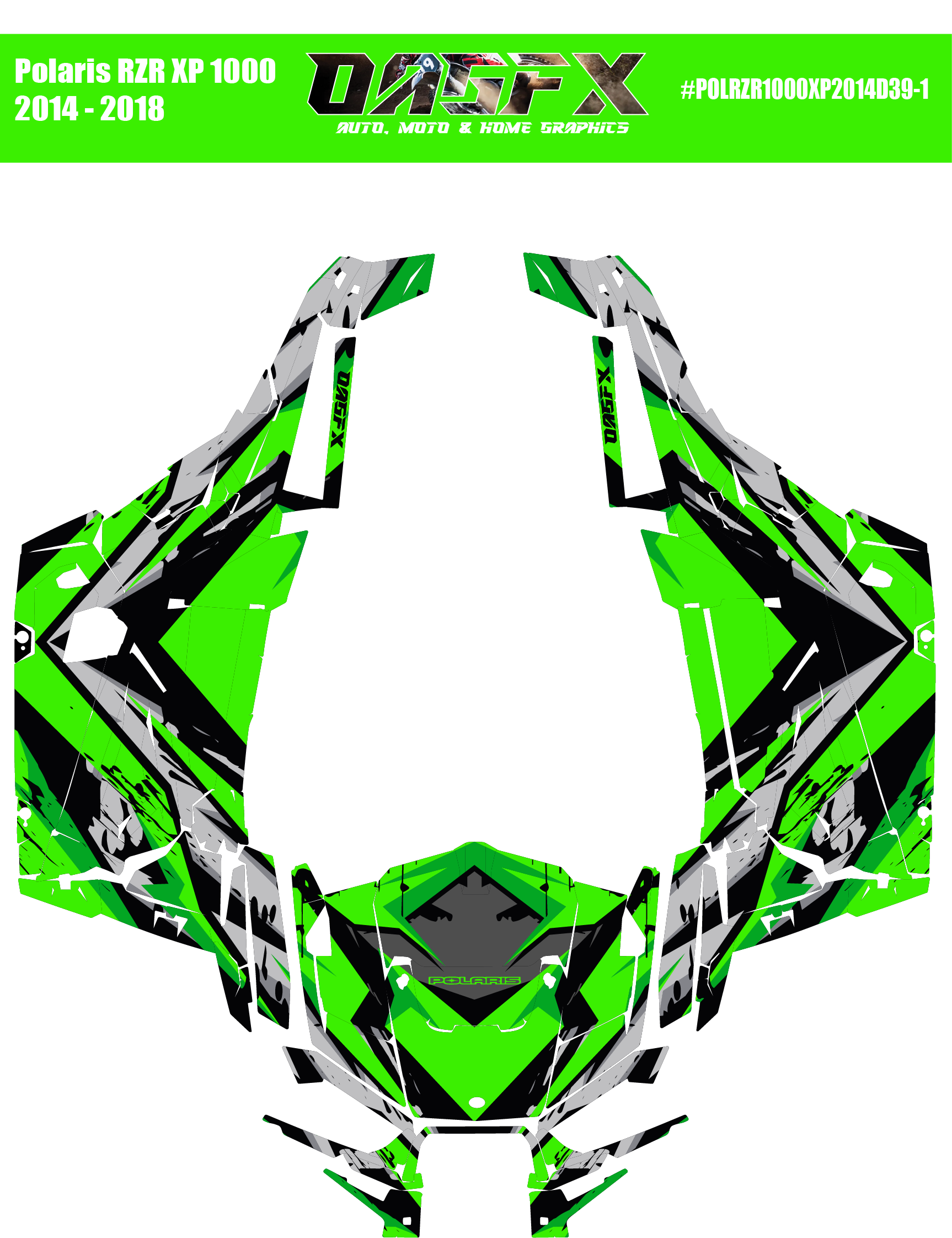 Graphics Kit for POLARIS RZR XP 1000 2014-2018 (5 Color Variations)