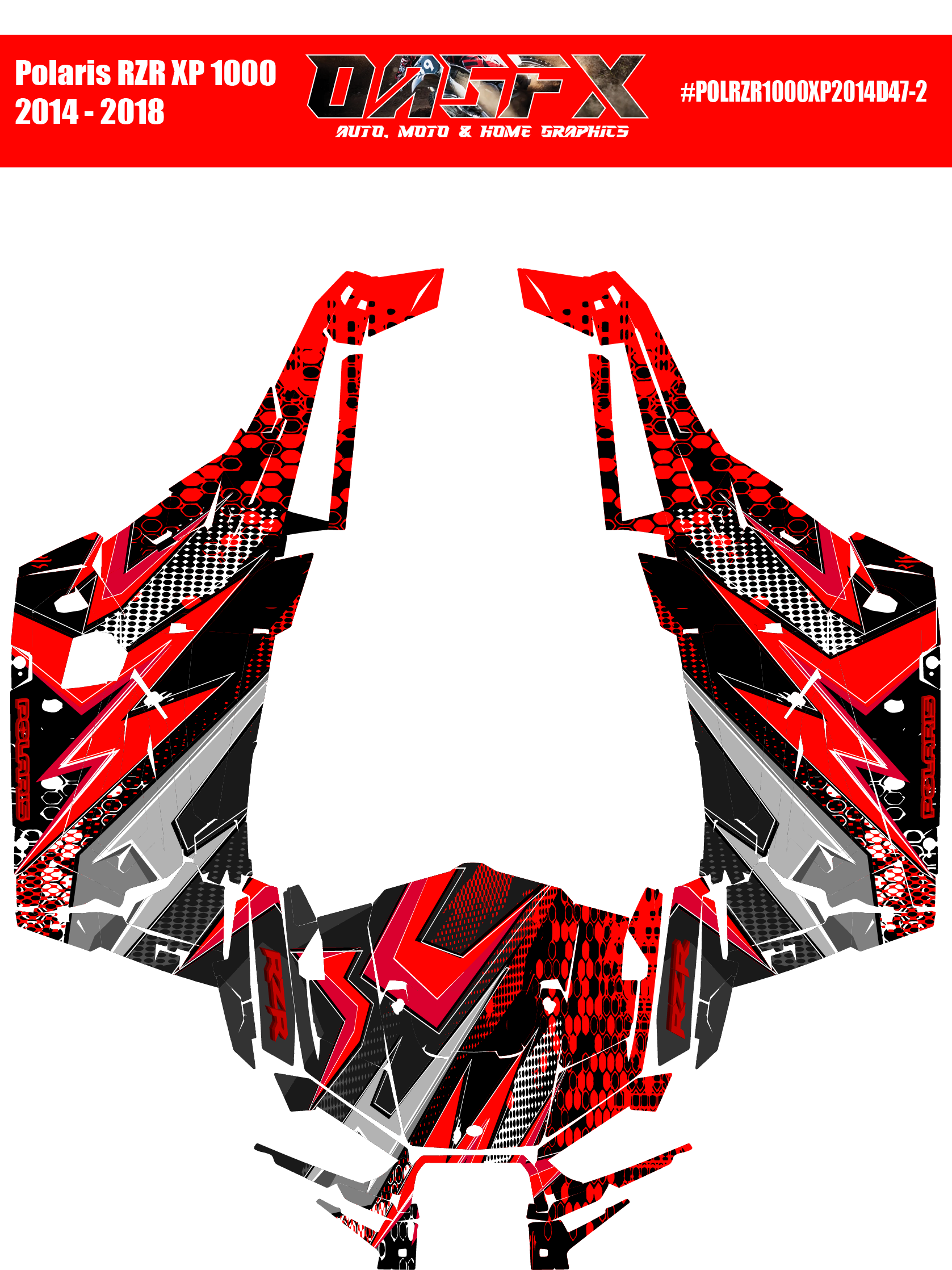Graphics Kit for POLARIS RZR XP 1000 2014-2018 (5 Color Variations)
