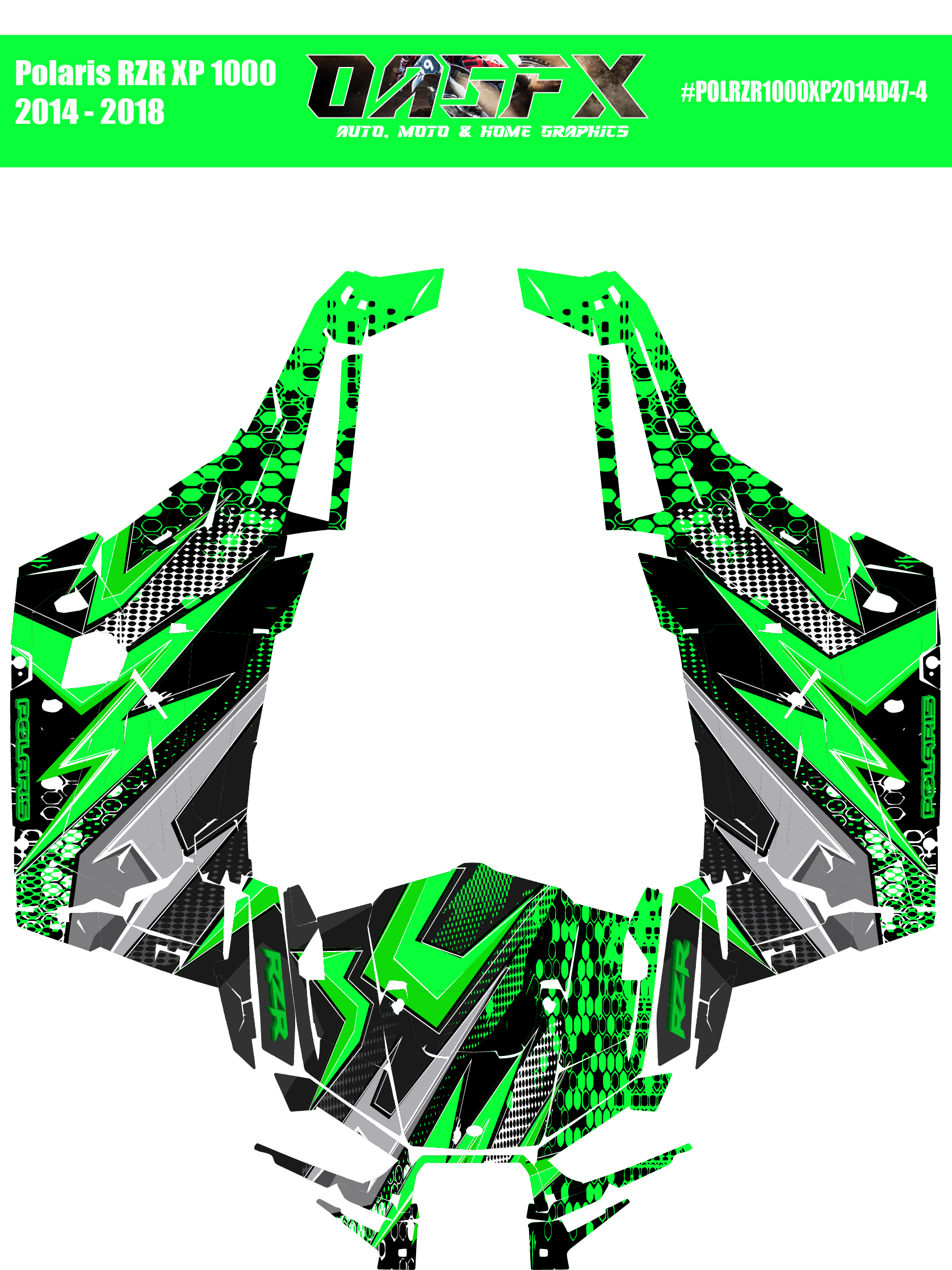 Graphics Kit for POLARIS RZR XP 1000 2014-2018 (5 Color Variations)