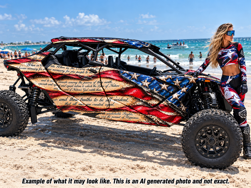 2025 Can Am Maverick R Max 4 Door USA Flag Graphics Kit USA Patriot