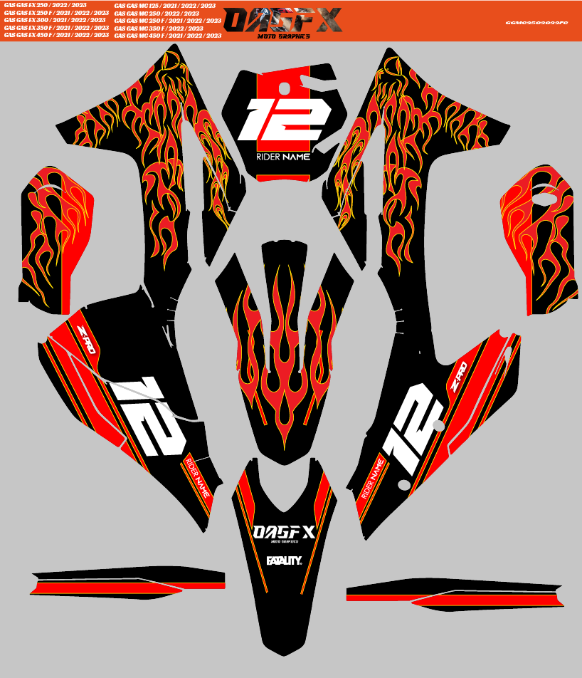 2021-2023 Gasgas EX and MC 125-450 DF-1 Flames