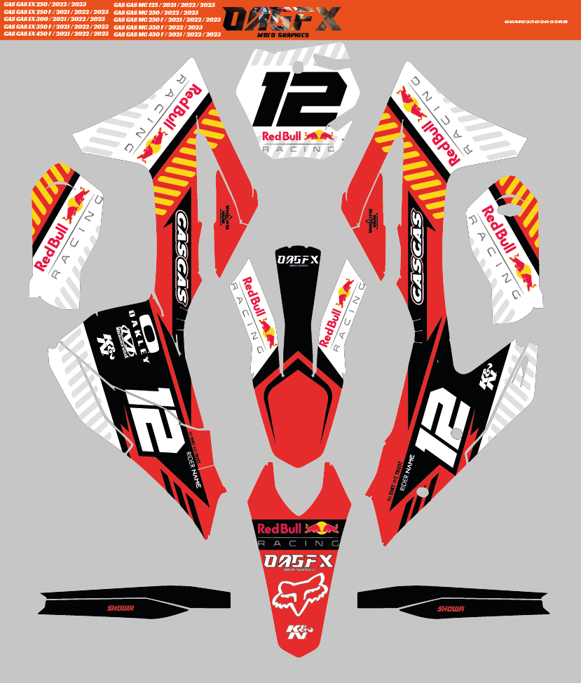 2021-2023 Gasgas EX and MC 125-450 DRB-1 Red Bull
