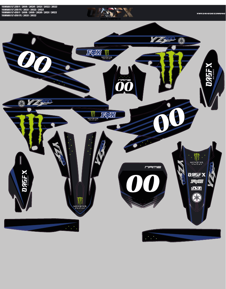 YAMAHA YZ250F & YZ450F 2018 to 2023 - B1 Graphics Kit