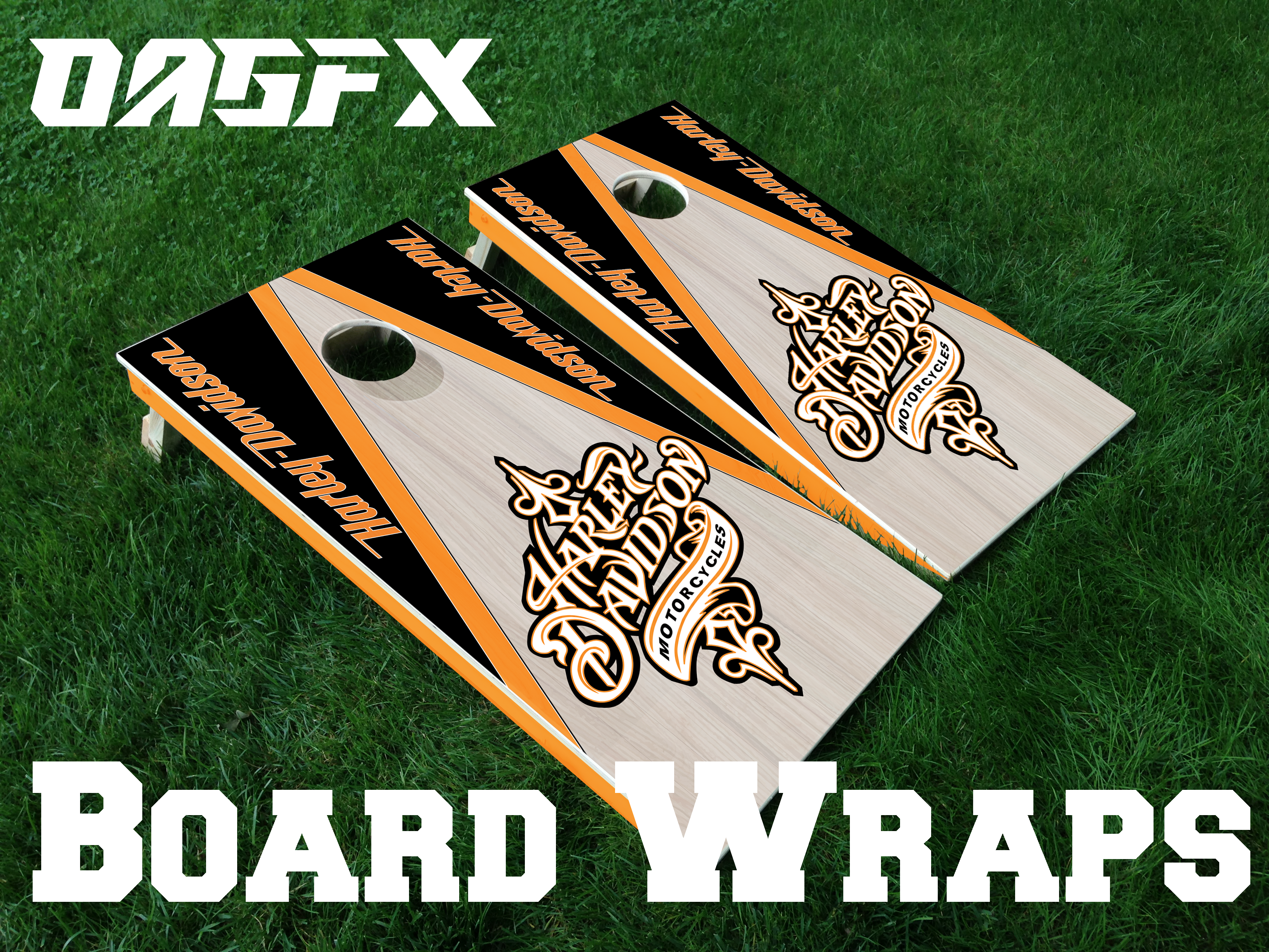 Harley Davidson Cornhole Board Skins (Pair)