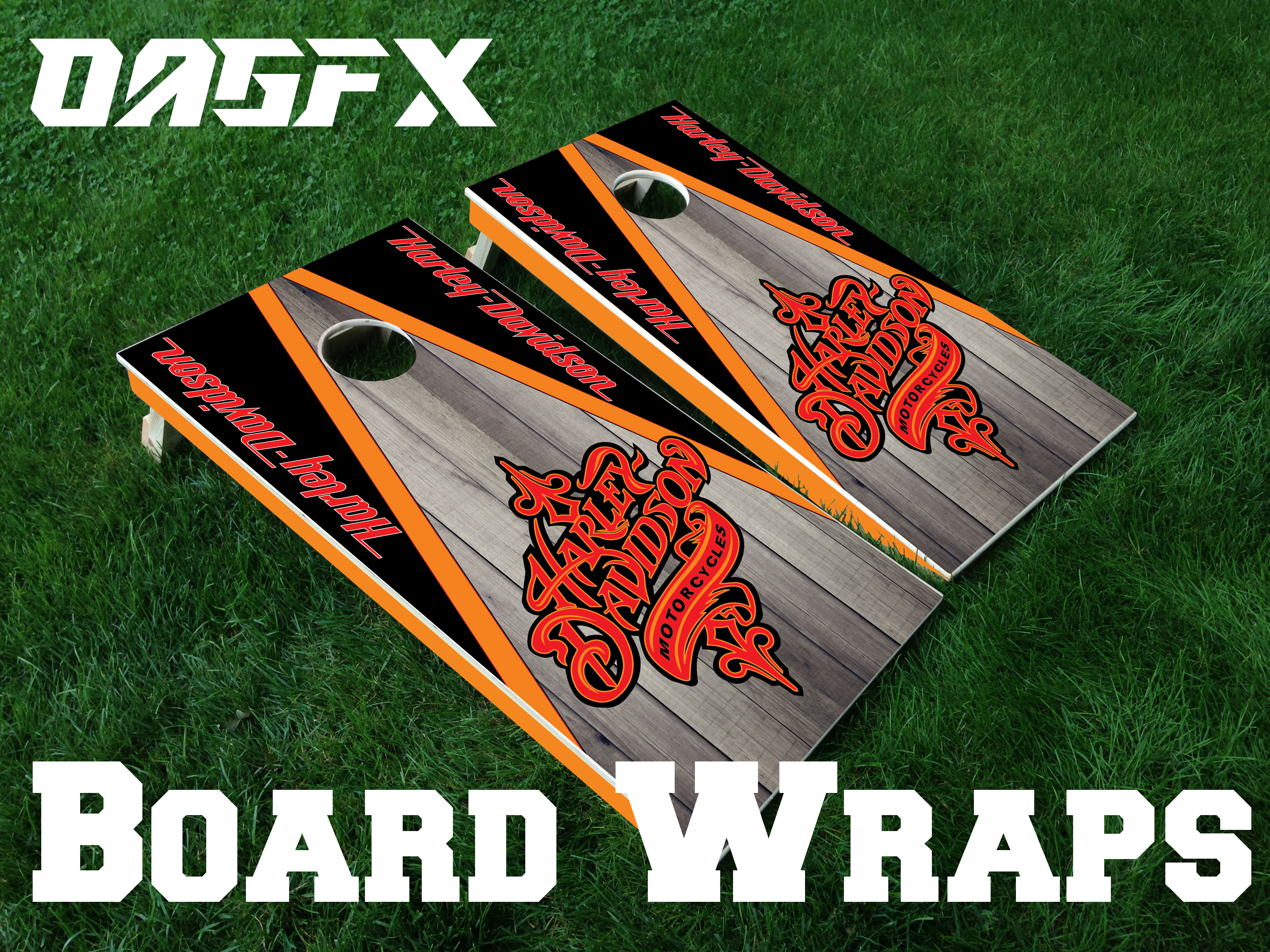 Harley Davidson Cornhole Board Skins (Pair)
