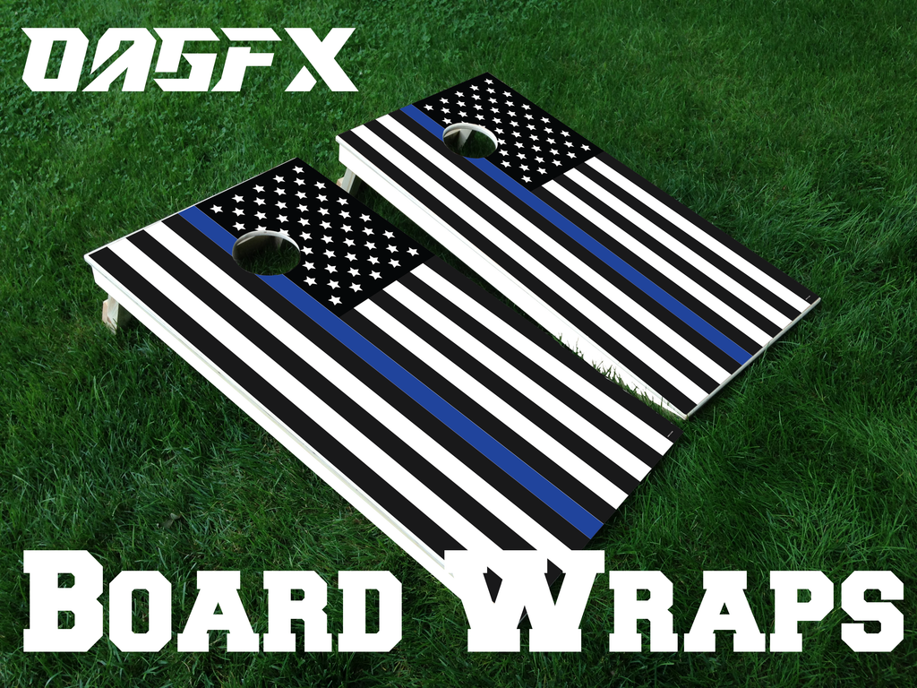 Thin Blue Line Cornhole Board Skins (Pair)