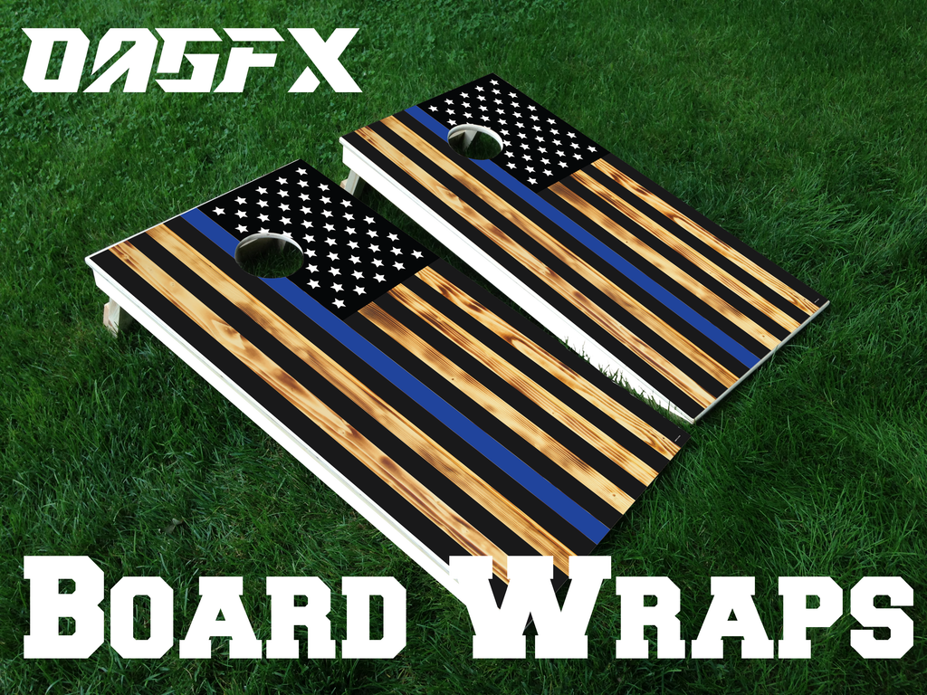 Thin Blue Line Cornhole Board Skins (Pair)