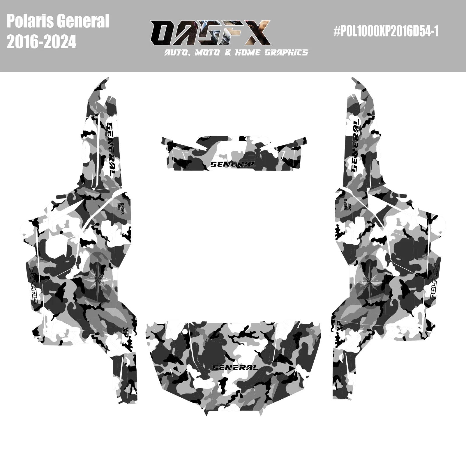 2016 - 2024 Polaris General XP 1000 Graphics Kit D54-1 Light Camo