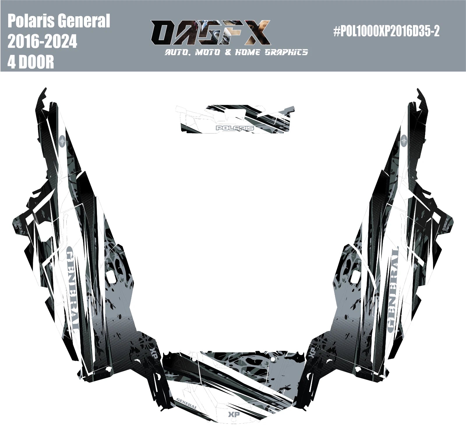 2016 - 2024 Polaris General XP 4 Door 1000 Graphics Kit D35-2