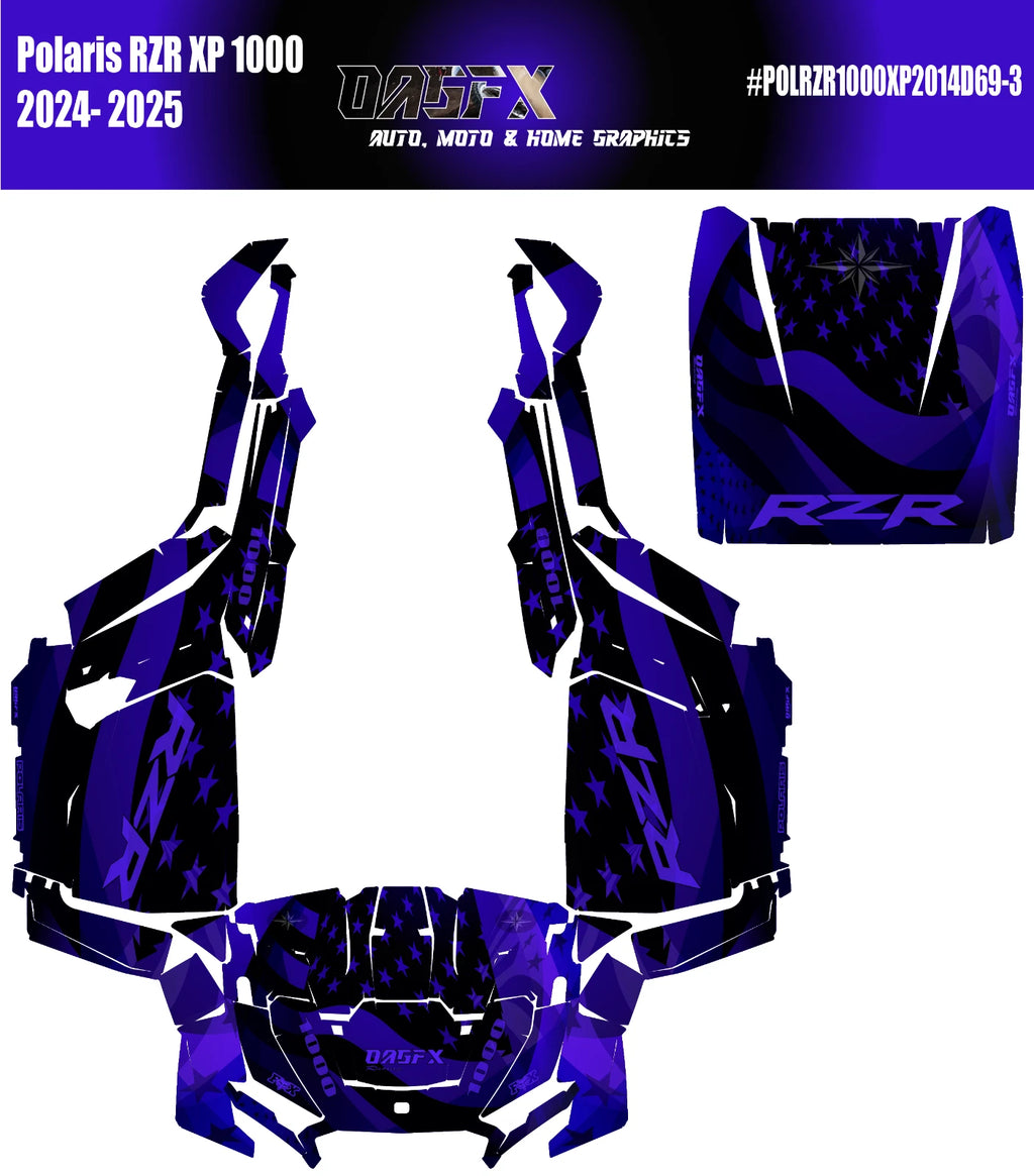 2024-2025 Polaris RZR XP 1000 Graphics Kit D69-3 USA Flag