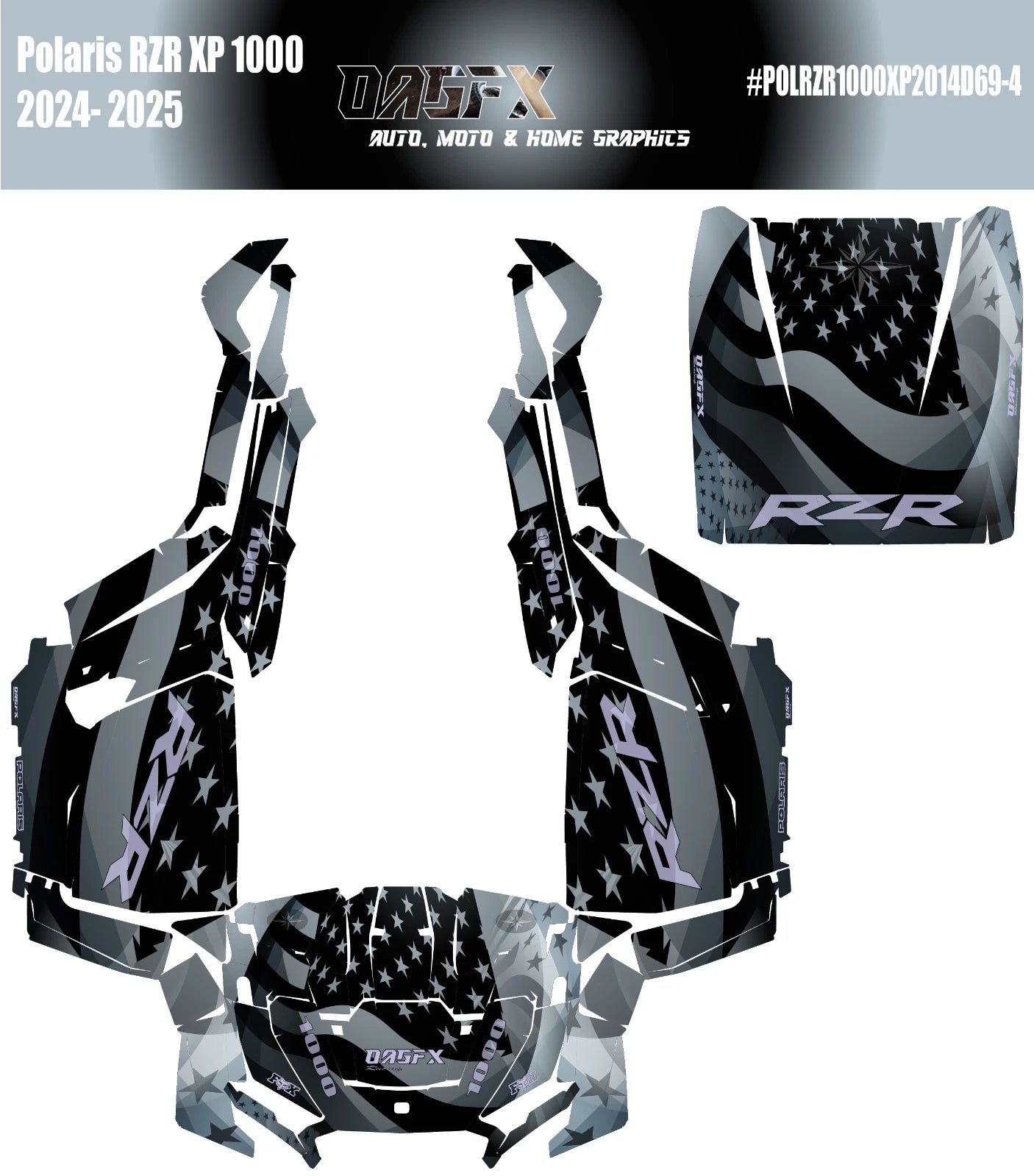 2024-2025 Polaris RZR XP 1000 Graphics Kit D69-4 USA Flag
