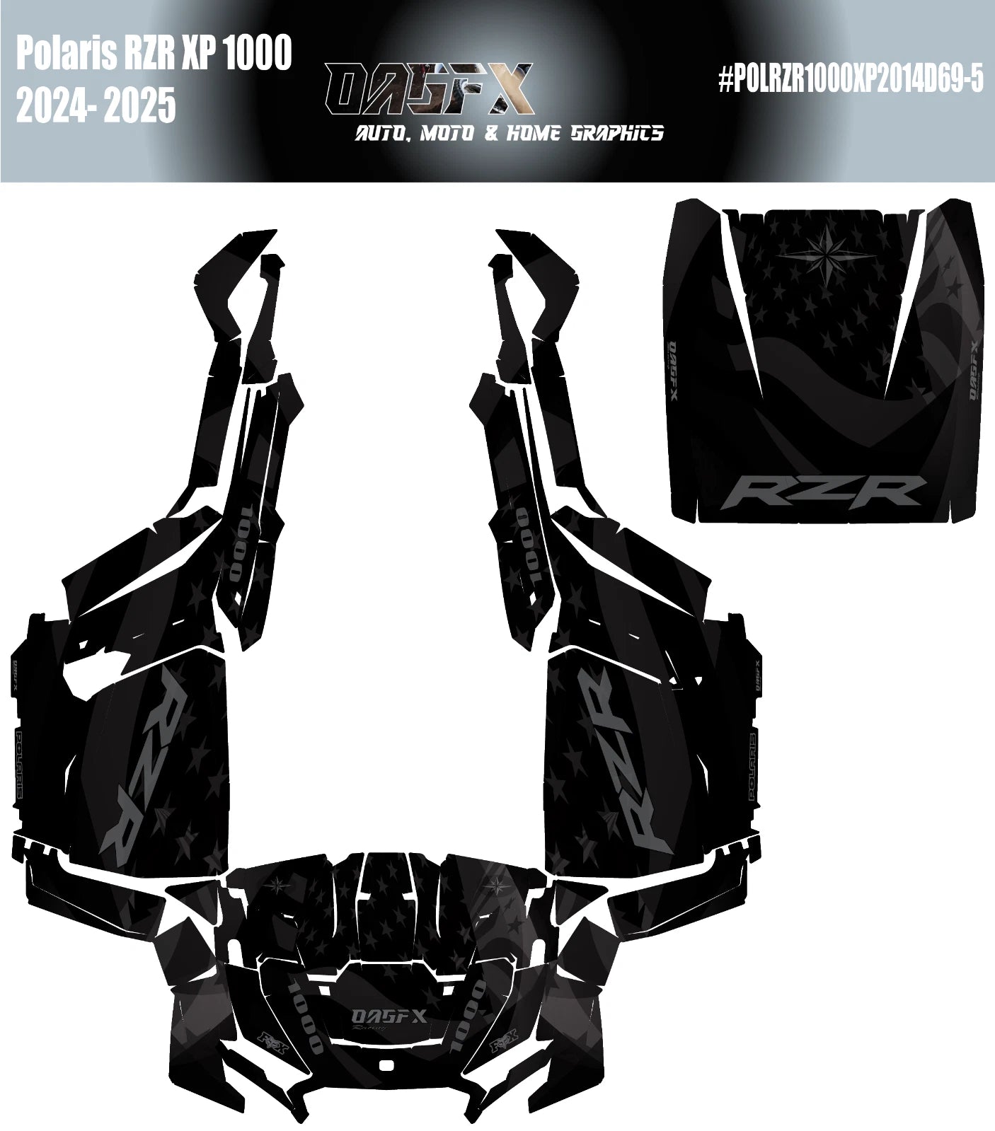 2024-2025 Polaris RZR XP 1000 Graphics Kit D69-5 USA Flag