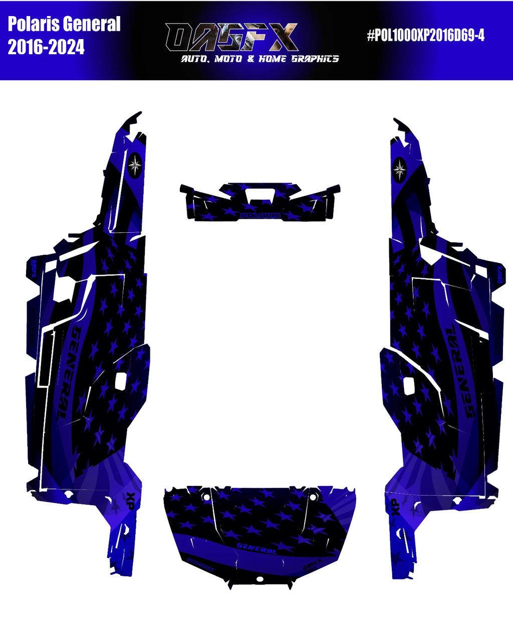 2020-2025 Polaris General XP 4 Door 1000 Graphics Kit D69-4 USA Flag