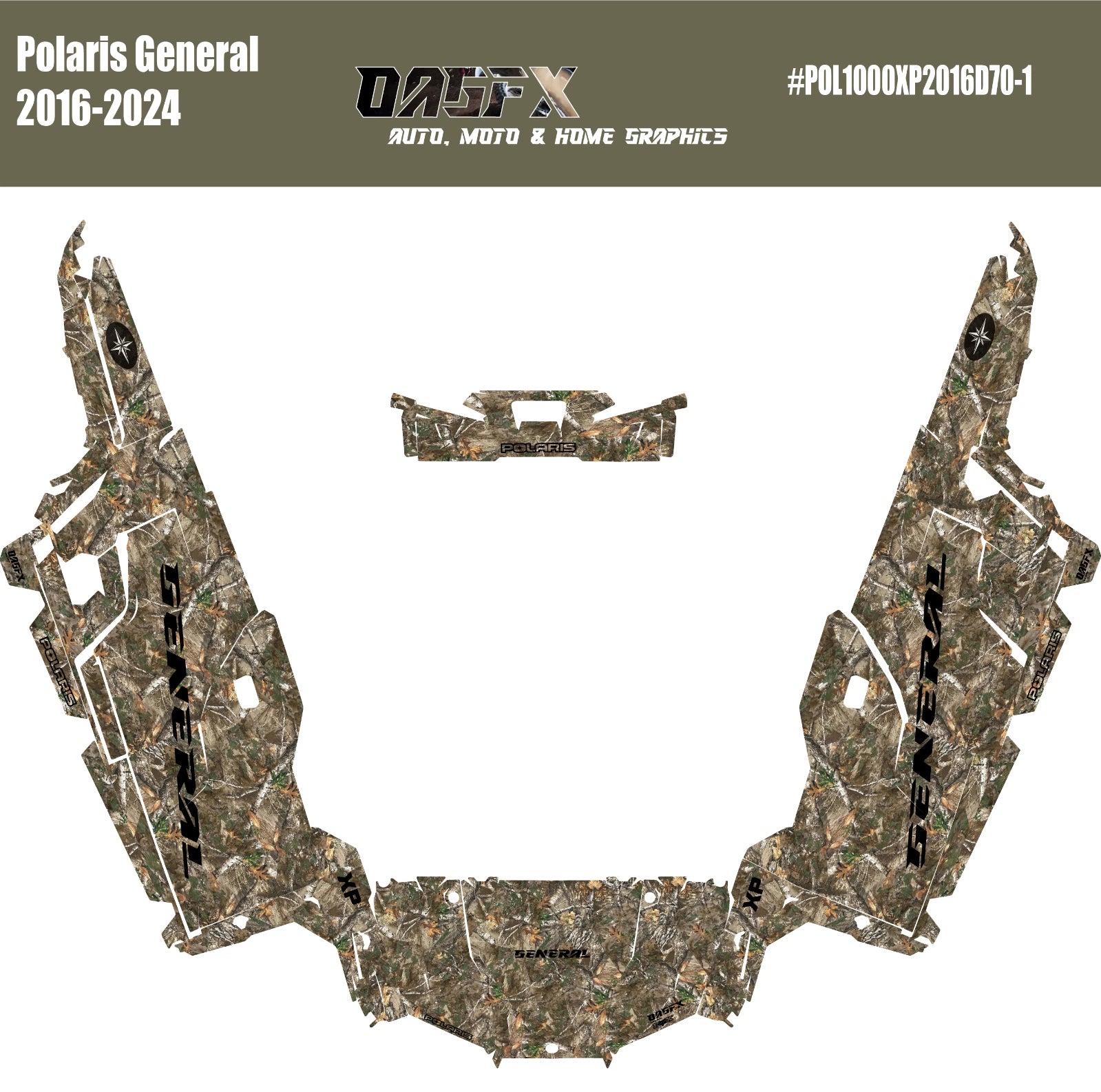 2016 - 2024 Polaris General XP 4 Door 1000 Graphics Kit D70-1 Real Camo