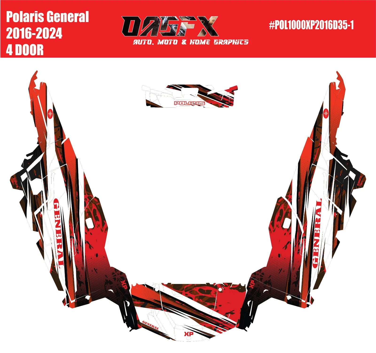 2016 - 2024 Polaris General XP 4 Door 1000 Graphics Kit D35-1