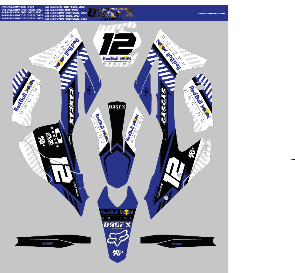 Graphics Kit for 2021-2023 Gas Gas MC125, MC250, MC450 & EX300