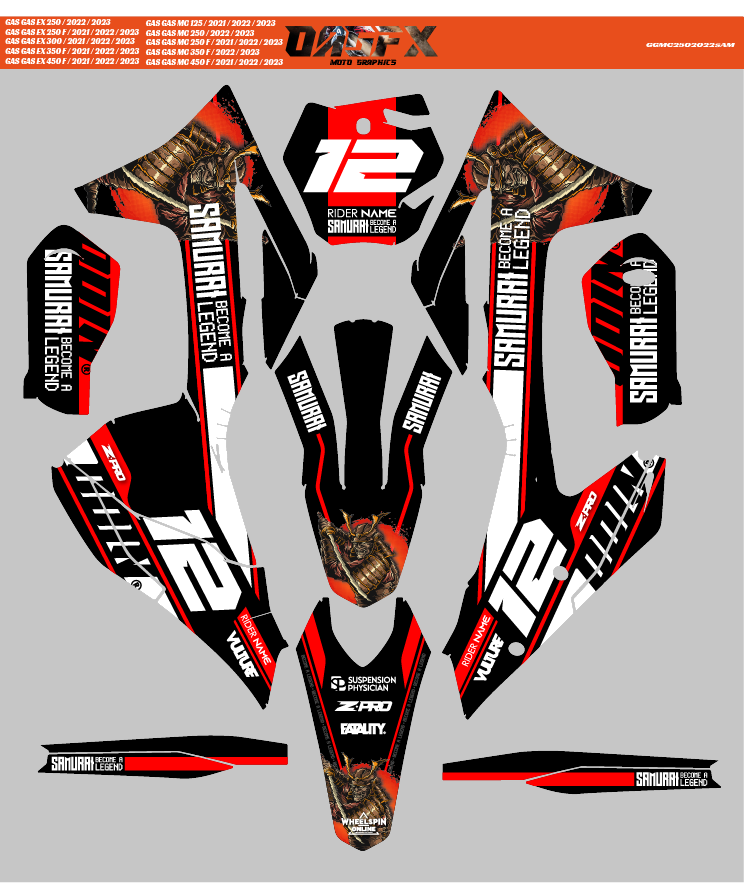Graphics Kit for 2021-2023 Gas Gas MC125, MC250, MC450 & EX300