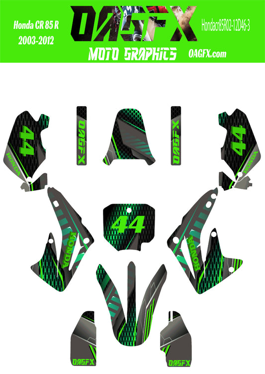 2003 - 2012 Honda CR 85  OAGFX Graphics Kit - D46-3 Green