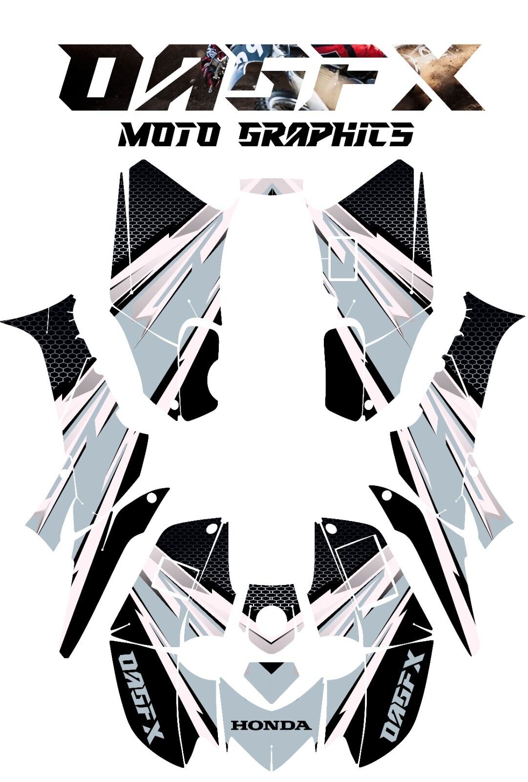 2006-2018 Honda TRX 250 EX Graphics Kit - Pro Ed D33-7 Grey