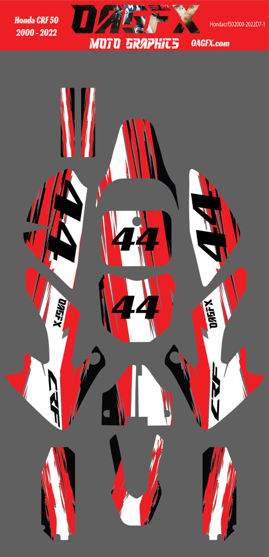 2000-2022 Honda CRF 50 OAGFX Graphics Kit - D7-1 Red