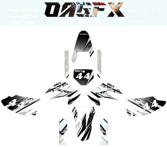 2003 - 2007 Honda CRF 150F 230F OAGFX Graphics Kit - Pro Ed D35-3 Grey